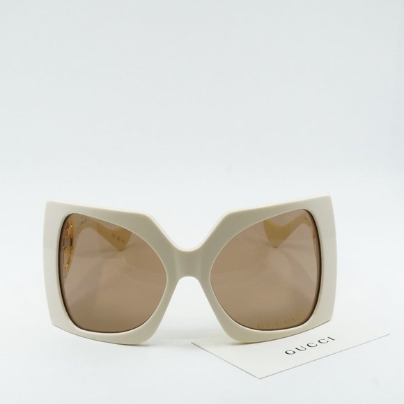 Gucci GG1255S 002 Butterfly Sunglasses - Ivory/Light Brown - Picture 3 of 10
